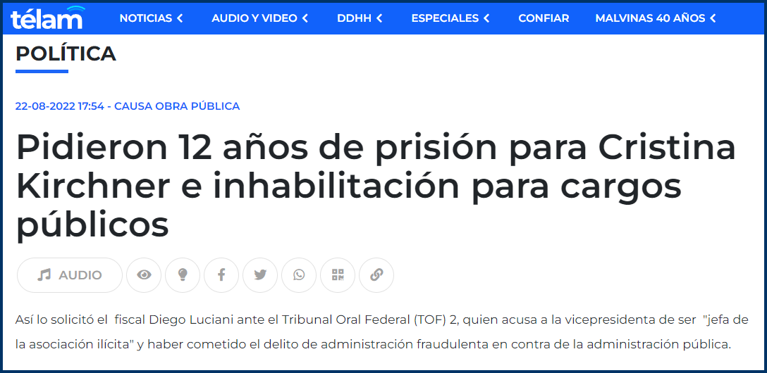Pedido de condena para CFK